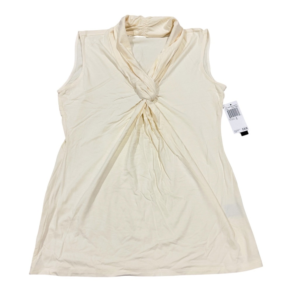 Grace Ivory Sleeveless Twist Knot Neck Knit Top Size S New $38 Ivory Tower
